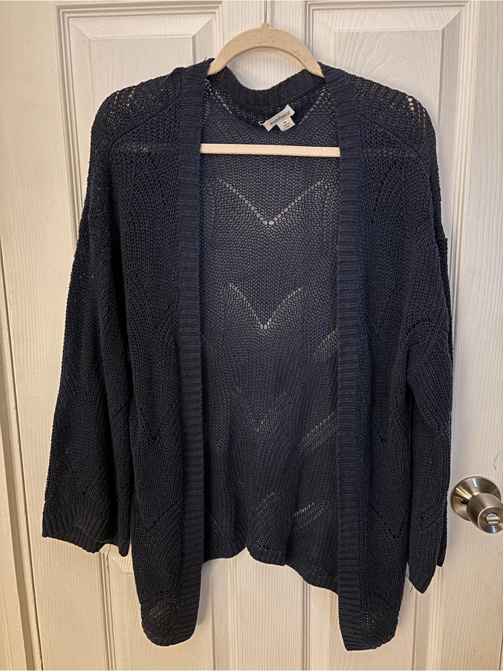 Sundance Navy Woven Open Cardigan
